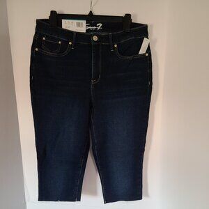 SEVEN 7 HIGH RISE BLUE BREEZY CROPPED RAW HEM JEANS HIGH RISE SKIMMER SIZE 12